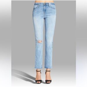 Frame Le High Straight Jeffrey Jean distressed ripped light wash size 25 preppy